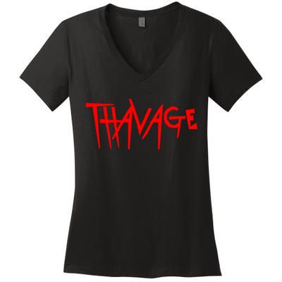 Thavage Savage Workout Gym Bodybuilding Women's V-Neck T-Shirt