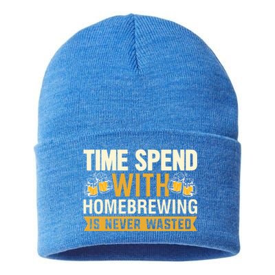 Time Spend With Homebrewing Is Never Wasted Alcoholic Gift Sustainable Knit Beanie