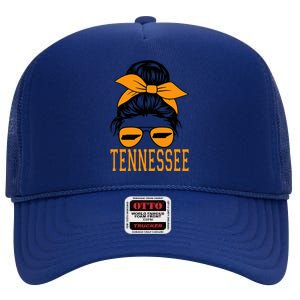 Tennessee State Women Tennessee Game Day Messy Bun Tn High Crown Mesh Back Trucker Hat