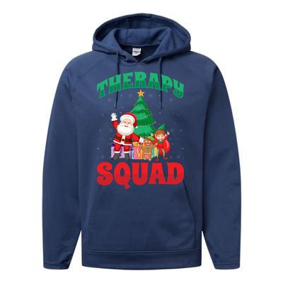 Therapy Squad Xmas Santa Slp Speech Pathologists Christmas Gift Performance Fleece Hoodie