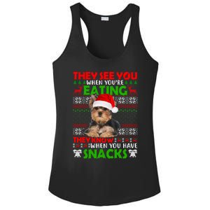 They See You When You're Eating Yorkshire Terrier Ugly Xmas Cool Gift Ladies PosiCharge Competitor Racerback Tank