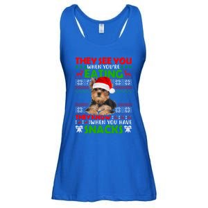 They See You When You're Eating Yorkshire Terrier Ugly Xmas Cool Gift Ladies Essential Flowy Tank