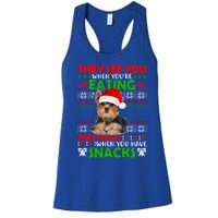 They See You When You're Eating Yorkshire Terrier Ugly Xmas Cool Gift Women's Racerback Tank