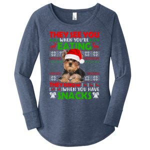 They See You When You're Eating Yorkshire Terrier Ugly Xmas Cool Gift Women's Perfect Tri Tunic Long Sleeve Shirt