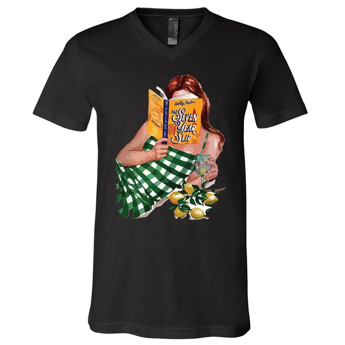 The Seven Year Slip By Ashley Poston Book V-Neck T-Shirt