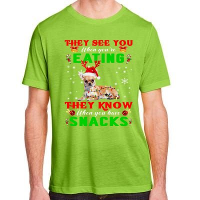 They See You Eating Christmas Reindeer Santa Chihuahua Gift Adult ChromaSoft Performance T-Shirt