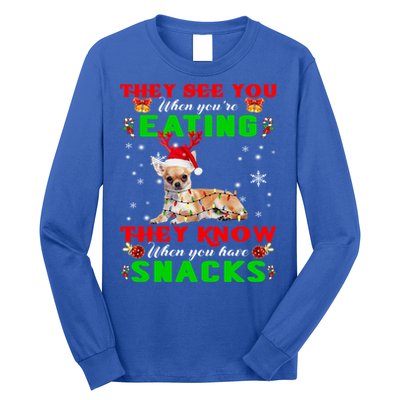 They See You Eating Christmas Reindeer Santa Chihuahua Gift Long Sleeve Shirt