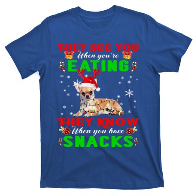 They See You Eating Christmas Reindeer Santa Chihuahua Gift T-Shirt