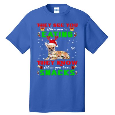 They See You Eating Christmas Reindeer Santa Chihuahua Gift Tall T-Shirt