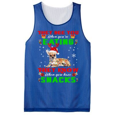 They See You Eating Christmas Reindeer Santa Chihuahua Gift Mesh Reversible Basketball Jersey Tank