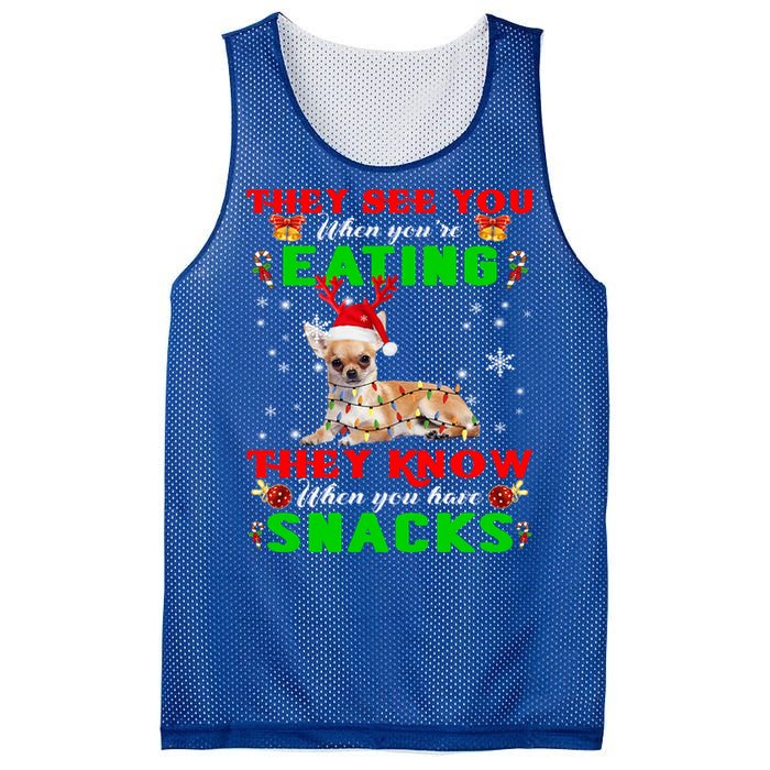 They See You Eating Christmas Reindeer Santa Chihuahua Gift Mesh Reversible Basketball Jersey Tank