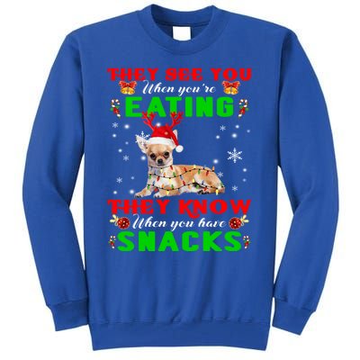 They See You Eating Christmas Reindeer Santa Chihuahua Gift Tall Sweatshirt