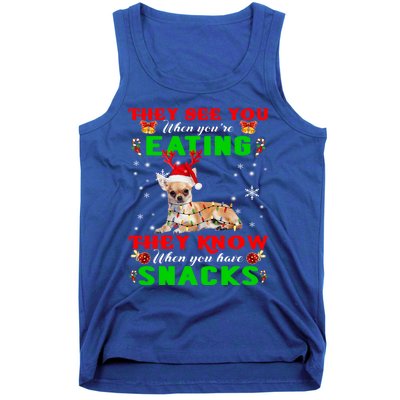 They See You Eating Christmas Reindeer Santa Chihuahua Gift Tank Top