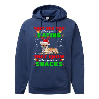 They See You Eating Christmas Reindeer Santa Chihuahua Gift Performance Fleece Hoodie