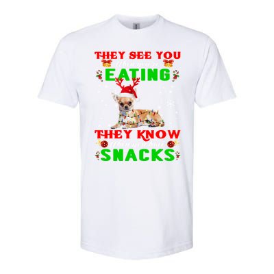 They See You Eating Christmas Reindeer Santa Chihuahua Gift Softstyle CVC T-Shirt