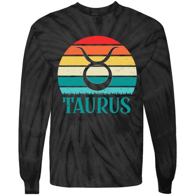 Taurus Sunset Zodiac Tie-Dye Long Sleeve Shirt