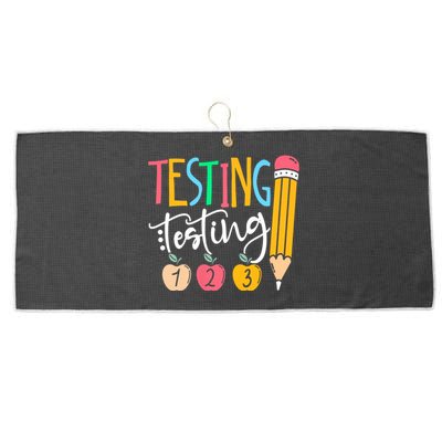 Testing Testing 123 Cute Rock The Test Day Teacher Student Large Microfiber Waffle Golf Towel