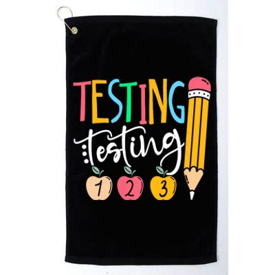 Testing Testing 123 Cute Rock The Test Day Teacher Student Platinum Collection Golf Towel