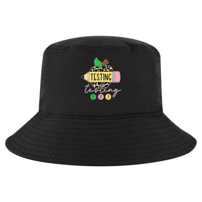 Testing Testing 123 Leopard Test Day For Teachers Students Cool Comfort Performance Bucket Hat