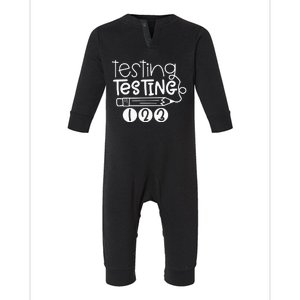 Testing Testing 123 Shirt Teacher Student Funny Test Day Infant Fleece One Piece