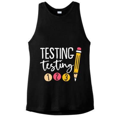 Testing Testing 123 Cute Test Day Ladies PosiCharge Tri-Blend Wicking Tank