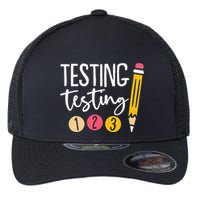 Testing Testing 123 Cute Test Day Flexfit Unipanel Trucker Cap