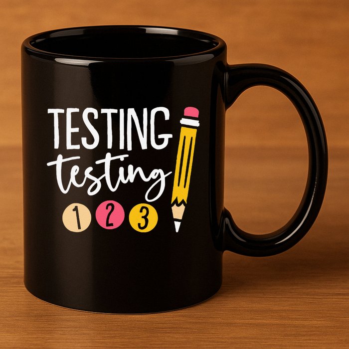 Testing Testing 123 Cute Test Day 11oz C Handle Ceramic Mug