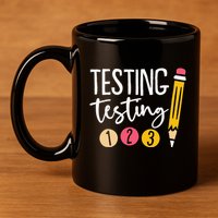 Testing Testing 123 Cute Test Day 11oz C Handle Ceramic Mug