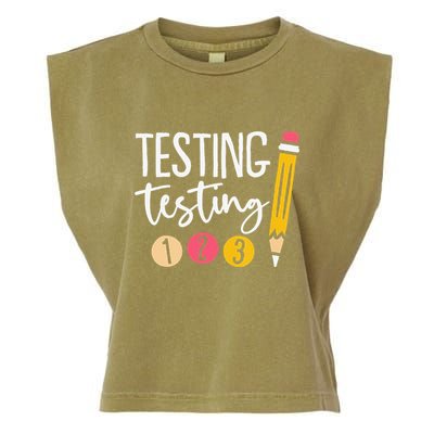 Testing Testing 123 Cute Test Day Garment-Dyed Women's Muscle Tee