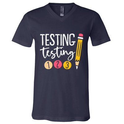 Testing Testing 123 Cute Test Day V-Neck T-Shirt