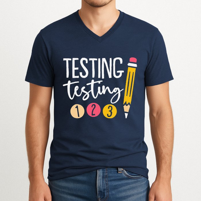 Testing Testing 123 Cute Test Day V-Neck T-Shirt