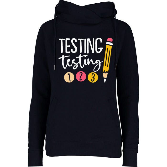 Testing Testing 123 Cute Test Day Womens Funnel Neck Pullover Hood