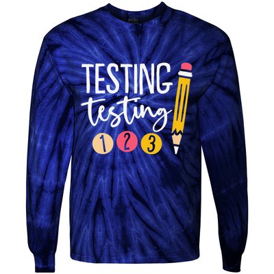 Testing Testing 123 Cute Test Day Tie-Dye Long Sleeve Shirt