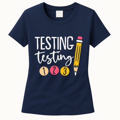 Testing Testing 123 Cute Test Day Womens T-Shirt