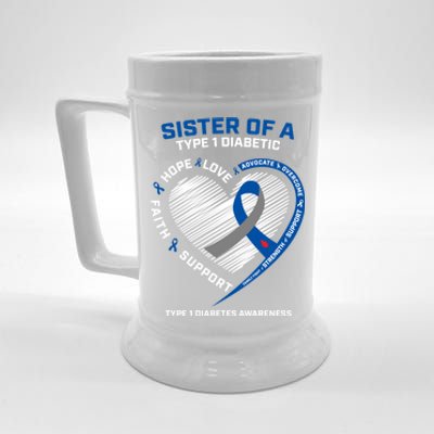 T1d Type 1 Diabetes Awareness Sister Of A Type 1 Diabetic Gift Beer Stein