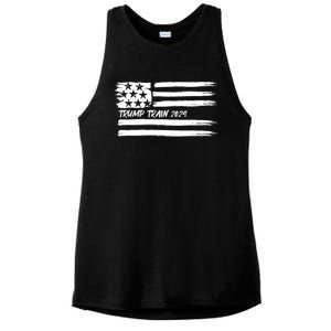 Trump Train 2024 President Election Campaign Usa Flag Pride Funny Gift Ladies PosiCharge Tri-Blend Wicking Tank