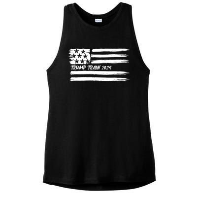 Trump Train 2024 President Election Campaign Usa Flag Pride Funny Gift Ladies PosiCharge Tri-Blend Wicking Tank