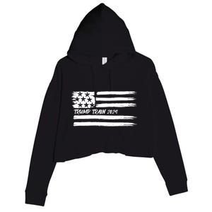 Trump Train 2024 President Election Campaign Usa Flag Pride Funny Gift Crop Fleece Hoodie