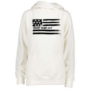 Trump Train 2024 President Election Campaign Usa Flag Pride Funny Gift Womens Funnel Neck Pullover Hood