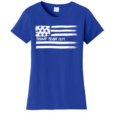 Trump Train 2024 President Election Campaign Usa Flag Pride Funny Gift Women's T-Shirt