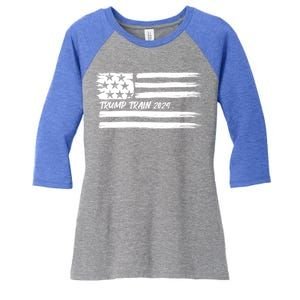 Trump Train 2024 President Election Campaign Usa Flag Pride Funny Gift Women's Tri-Blend 3/4-Sleeve Raglan Shirt