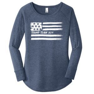 Trump Train 2024 President Election Campaign Usa Flag Pride Funny Gift Women's Perfect Tri Tunic Long Sleeve Shirt