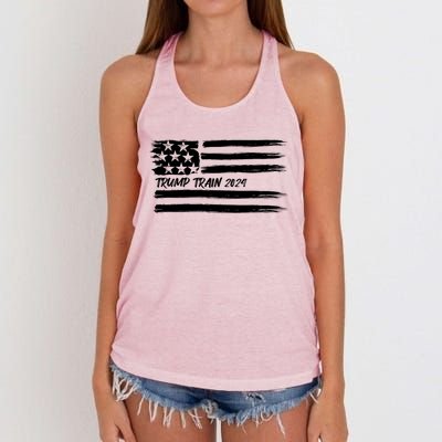 Trump Train 2024 President Election Campaign Usa Flag Pride Funny Gift Women's Knotted Racerback Tank