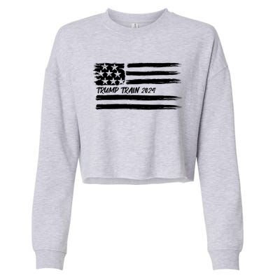 Trump Train 2024 President Election Campaign Usa Flag Pride Funny Gift Cropped Pullover Crew