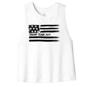 Trump Train 2024 President Election Campaign Usa Flag Pride Funny Gift Women's Racerback Cropped Tank