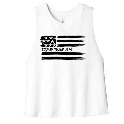 Trump Train 2024 President Election Campaign Usa Flag Pride Funny Gift Women's Racerback Cropped Tank