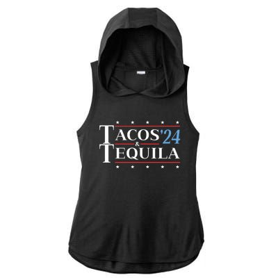 Tacos Tequila 24 Funny Presidential Election 2024 Parody Ladies PosiCharge Tri-Blend Wicking Draft Hoodie Tank