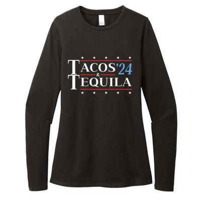 Tacos Tequila 24 Funny Presidential Election 2024 Parody Womens CVC Long Sleeve Shirt