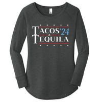 Tacos Tequila 24 Funny Presidential Election 2024 Parody Women's Perfect Tri Tunic Long Sleeve Shirt