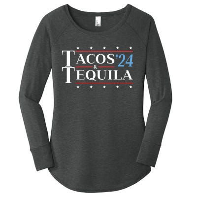 Tacos Tequila 24 Funny Presidential Election 2024 Parody Women's Perfect Tri Tunic Long Sleeve Shirt